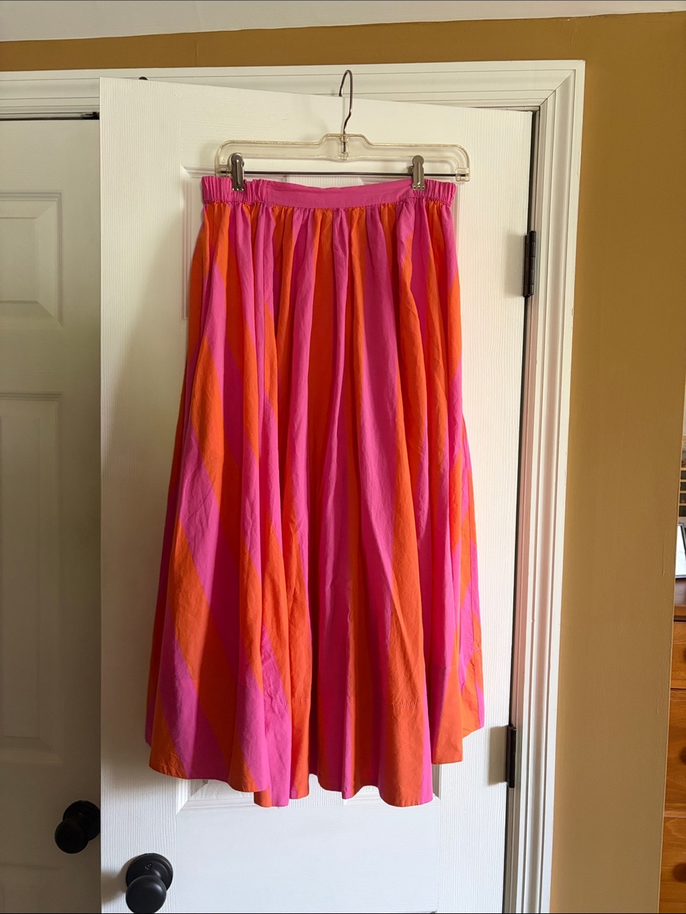 Free People Pink and Orange Colorblock Midi Skirt
